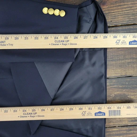 Chaps Men's Sport Coat Blazer Gold Two Button Deep Navy Twill Poly Wool Size 46L